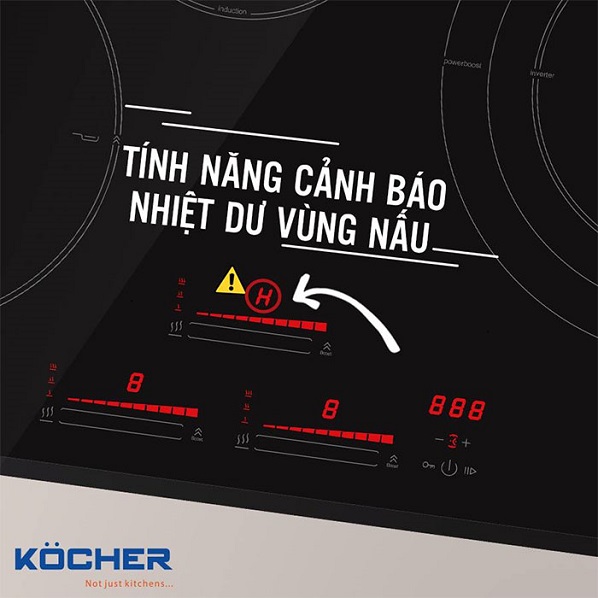 chức năng cảnh báo nhiệt dư vùng nấu