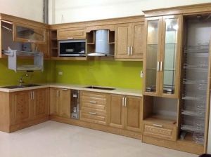 Tủ bếp gỗ sồi